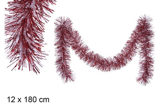 [109336] Snow/red wide Christmas tinsel 12x180 cm