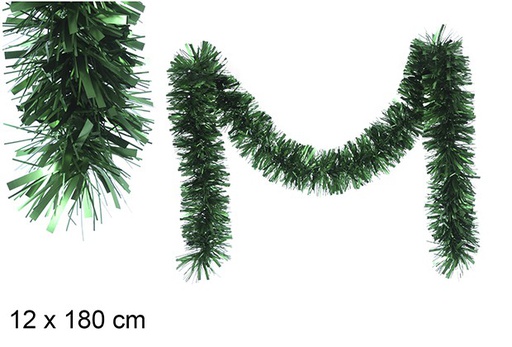 [109338] Matte green wide Christmas tinsel 12x180 cm