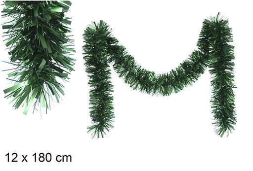 [109338] matte green wide christmas tinsel 12x180cm
