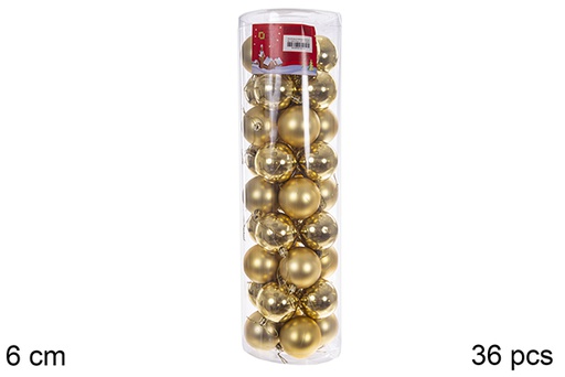 [109232] Pack 36 bolas oro brillo/mate cilindro 6 cm