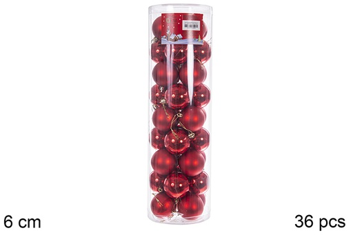 [109234] Pack 36 bolas roja brillo/mate cilindro 6 cm