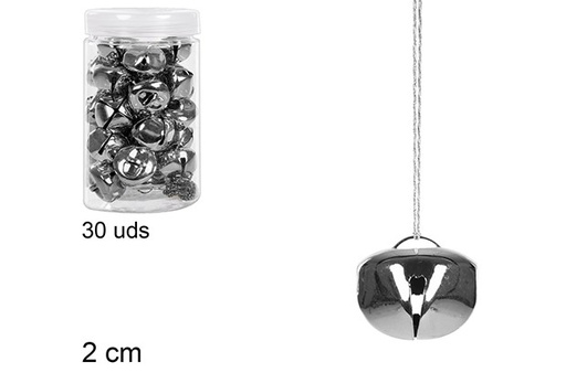 [108065] Pot de 30 clochettes en argent 2 cm