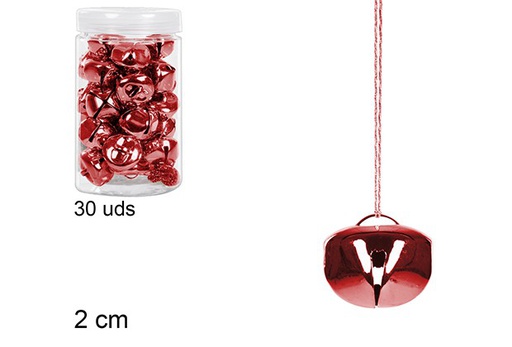 [108066] Pot de 30 clochettes rouges 2 cm