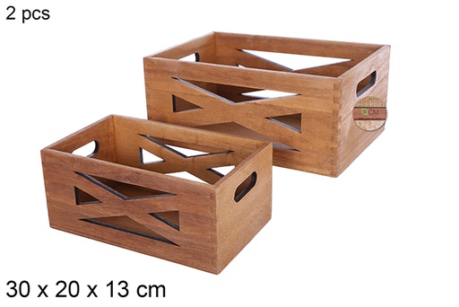 [108150] Pack 2 caixas de madeira de mogno 30x20 cm