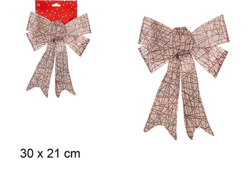 [108958] Sackcloth bow decorated with red stripes 30x21 cm