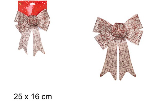 [108959] Sackcloth bow decorated with red stripes 25x16 cm