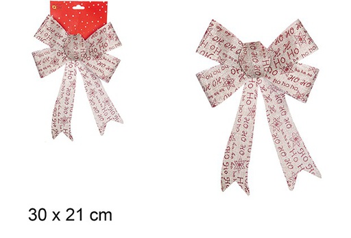 [108964] Red HOHOHO decorated sackcloth bow 30x21 cm