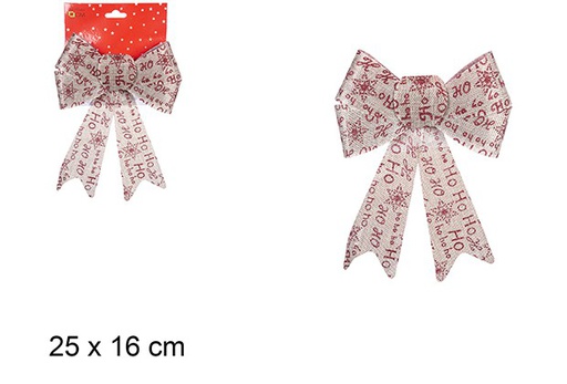 [108965] Red HOHOHO decorated sackcloth bow 25x16 cm