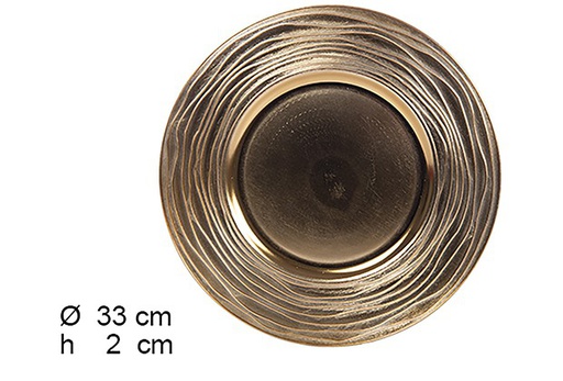 [109223] Sotto piatto oro lucido con bordo decorato 33 cm