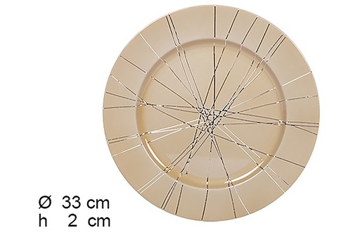 [109226] Sottopiatto decorato con fili glitter oro 33 cm