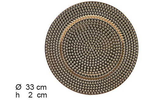 [109229] Bajo plato oro decorado perlas 33 cm 