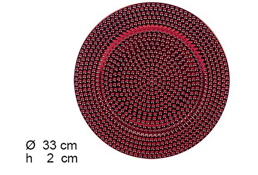 [109231] Prato vermelho decorado com pérolas 33 cm  