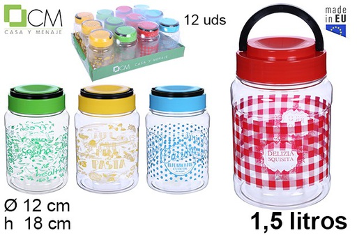 [108659] Decorated plastic jar with handle 1,5 l.