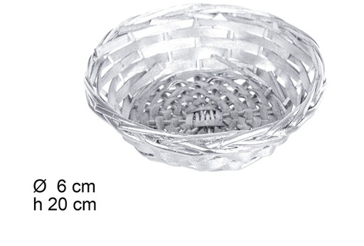 [108773] Round silver Christmas wicker basket 20 cm  