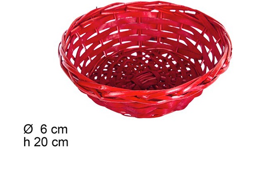 [108774] Cesto de Natal de vime redonod vermelho 20 cm 
