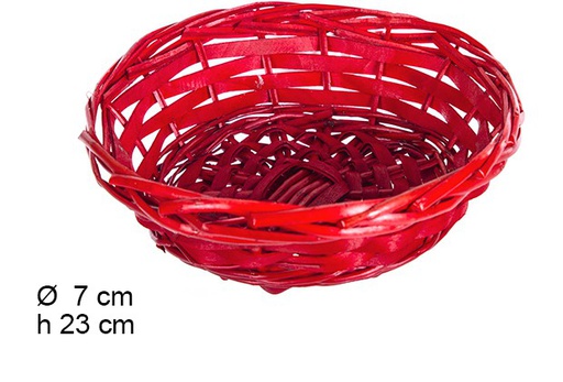 [108777] Cestino Natale in vimini rotondo rosso 23 cm  