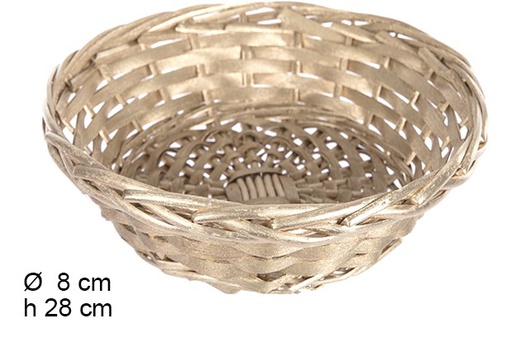 [108778] Christmas gold round wicker basket 28 cm