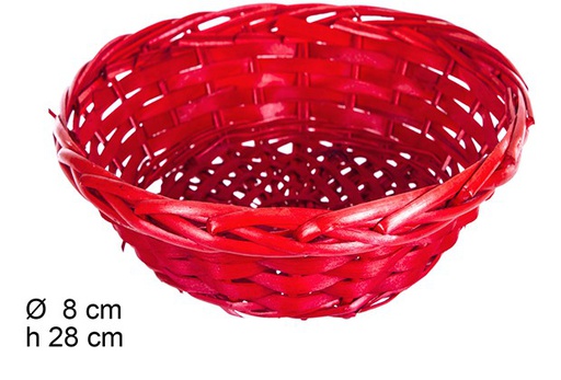 [108780] Cesta mimbre redonda roja Navidad 28 cm