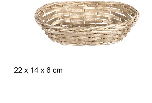 [108781] Cesto de Natal de vime oval ouro 22x14 cm