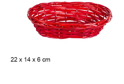 [108783] Cesto de natal de vime oval vermelho 22x14 cm   