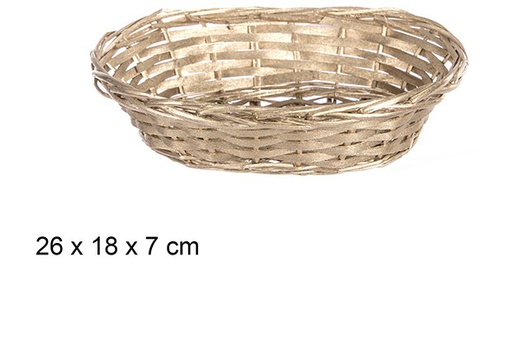 [108784] Cesto de Natal de vime oval ouro 26x18 cm