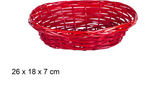 [108786] Cesta mimbre ovalada roja Navidad 26x18 cm