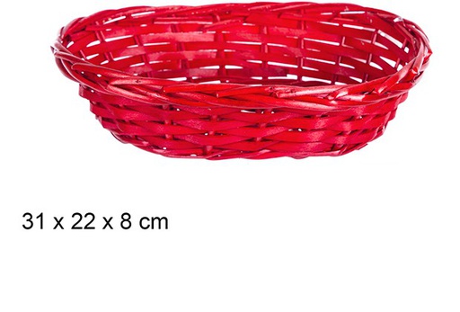 [108789] Cesta mimbre ovalada roja Navidad 31x22 cm