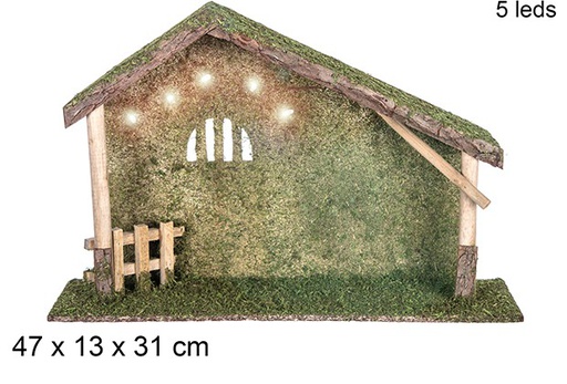 [108744] Cabane en bois avec 5 LED 47x13x31 cm