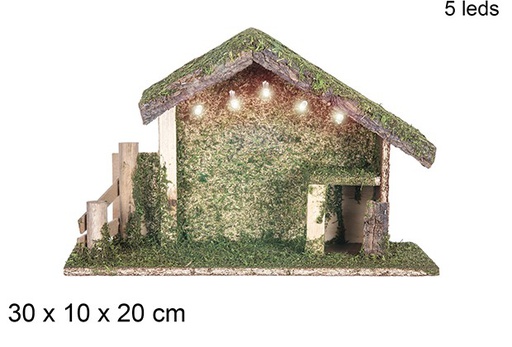 [108745] Wooden cabin with 5 LED 30x10x20 cm