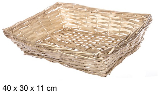 [108796] Cesta mimbre Navidad rectangular oro 40x30 cm