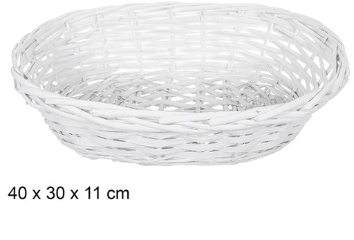 [108803] Cesto de Natal de vime oval branco 40x30 cm   