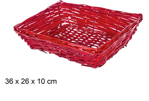 [108806] Cestino Natale vimini rettangolare rosso 36x26 cm 