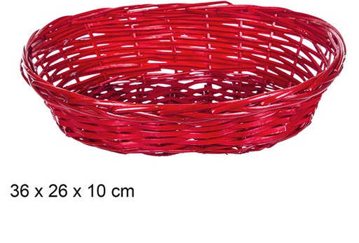 [108810] Cesta mimbre ovalada Navidad roja 36x26 cm