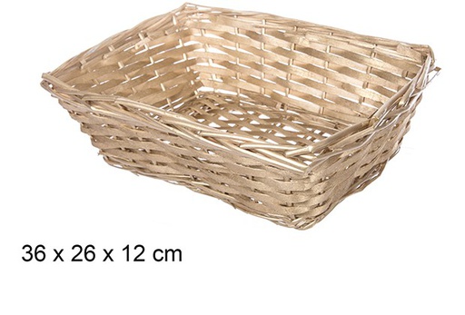 [108812] Cesta mimbre rectangular Navidad oro 36x26 cm