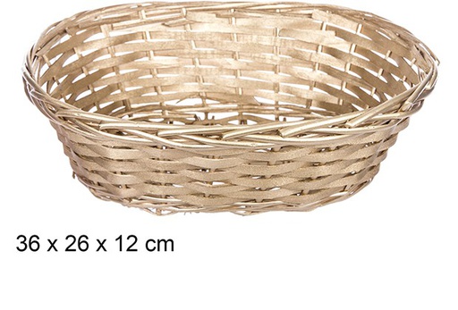 [108816] Cesta mimbre ovalada Navidad oro 36x26 cm