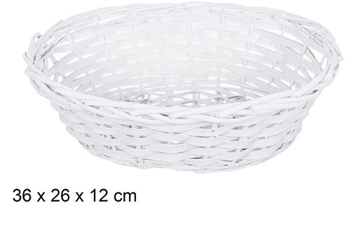 [108819] Cesta Natal de vime oval branco 36x26 cm     