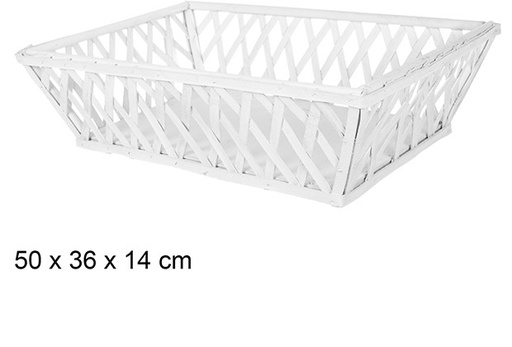 [108849] Cesta madera Navidad rectangular blanca 50x36 cm