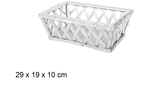 [108855] Cesta madera Navidad rectangular plata 29x19 cm