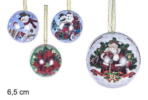 [109477] Christmas metal ball pendant assorted 6,5 cm