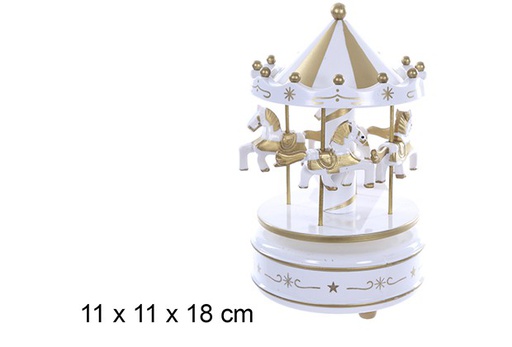 [109493] Musical carousel white/gold 11x18 cm