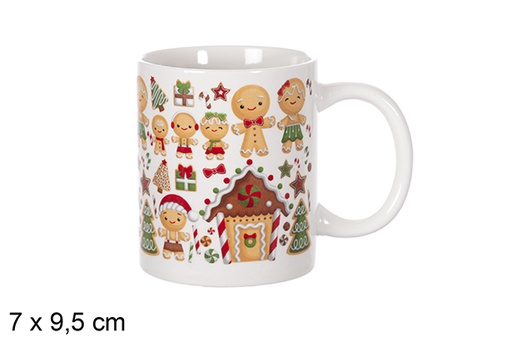 [109521] Mug en céramique décoration de Noël modèle assorti 7x9,5 cm