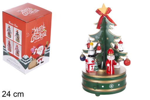 [109681] Albero di Natale in legno con musica 24 cm