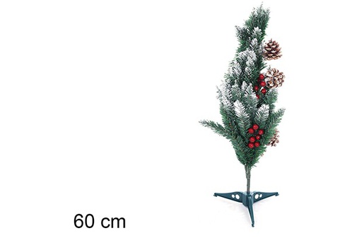 [109694] Árvore nevada em PVC com bagas e pinhas 60 cm