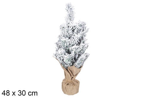 [109696] Albero in PVC nevoso con base in juta 48x30 cm