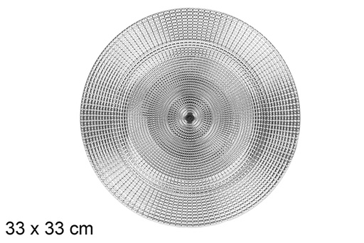[109715] Assiette relief ronde points argentés 33 cm