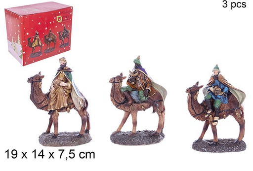 [109736] Set 3 reyes magos a camello 20 cm