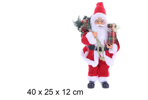 [109744] Père Noël avec sac et cadeau 6 lumières LED 40x25x12 cm