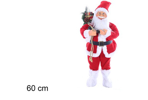 [109745] Père Noël PVC avec sac cadeau et 6 lumières LED et lanterne 60 cm