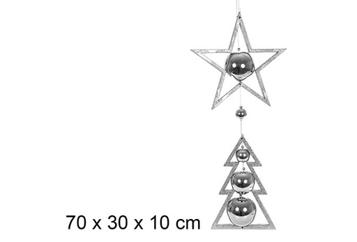 [109795] PVC star/tree pendant with silver balls 70x30 cm