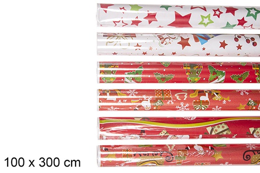 [109805] Présentoir assortiment de papier cadeau de Noël 100x300 cm